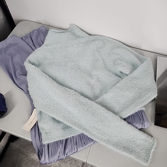 Anthropologie The Thea Long-Sleeve Eyelash Twofer Sweater Dress Size Medium Blue - Picture 11 of 11